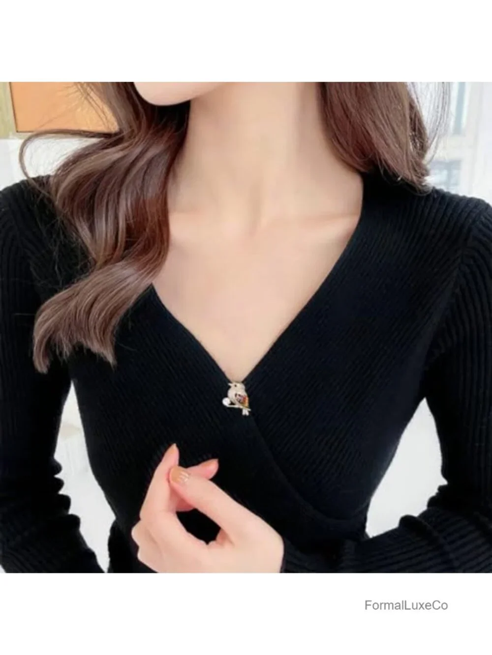 14K Gold Magpie Brooch Moissanite Crystal Bird Pin Cardigan Accessory